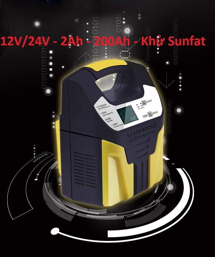 Máy nạp ắc quy tự động - Siêu Sạc Acquy 12v - 24v 200Ah - Sạc có tạo xung khử sunfat