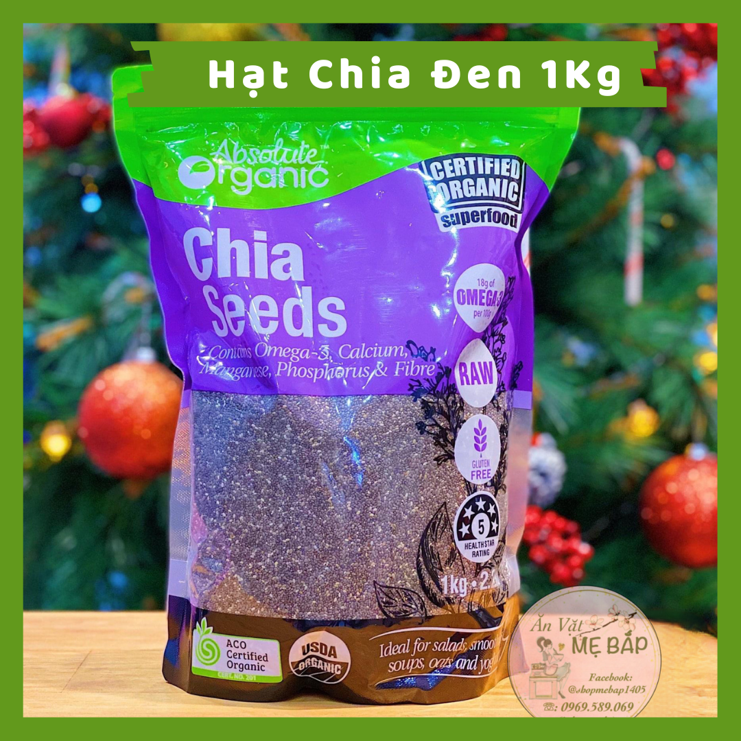 Túi 1Kg Hạt Chia Đen Úc Absolute Organic - Giảm Cân, Healthy