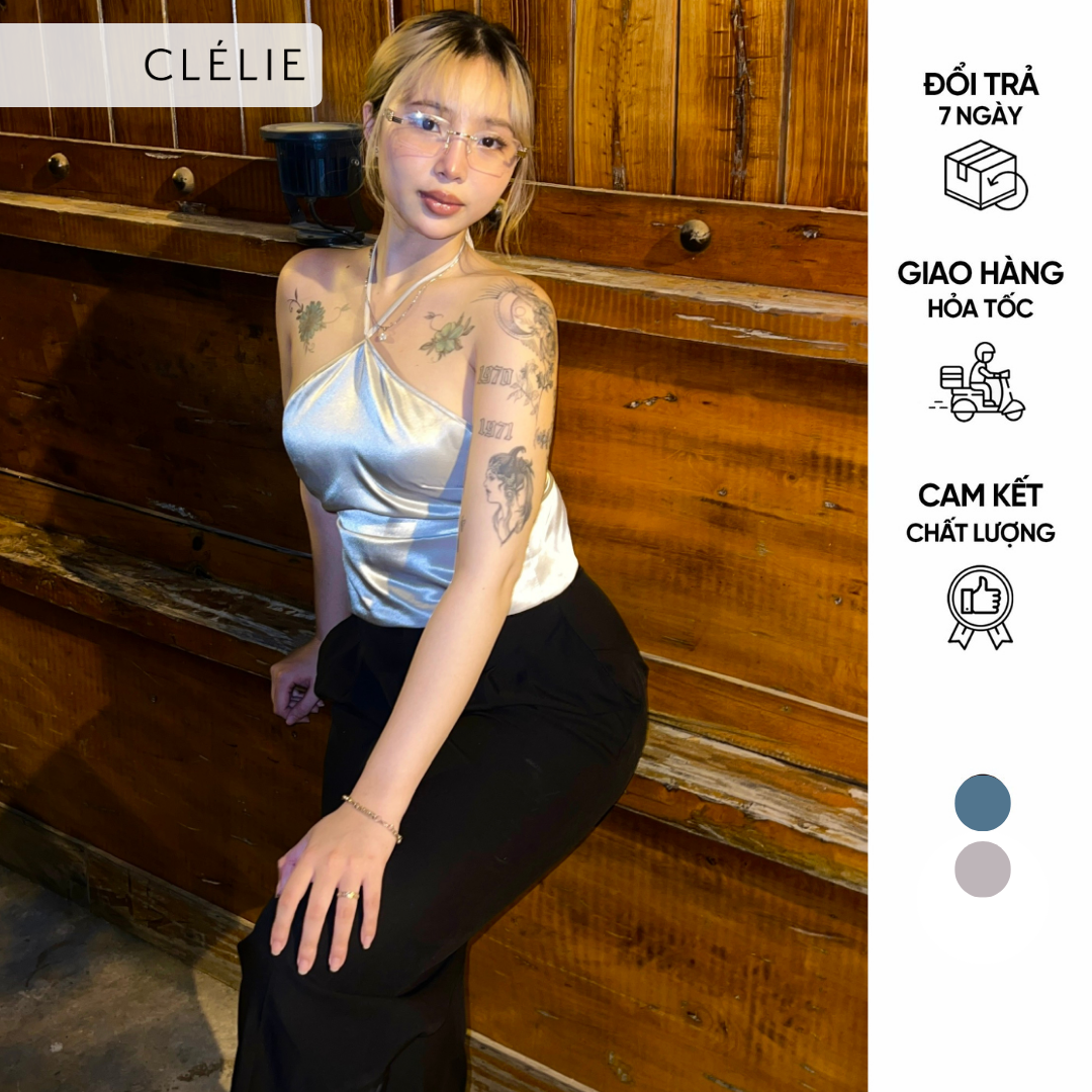 Áo lụa cổ yếm hở lưng | Lacies Top - CLÉLIE