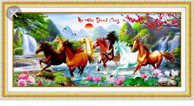 [HCM]Tranh đính đá mã đáo thành công  kt 160x70cm