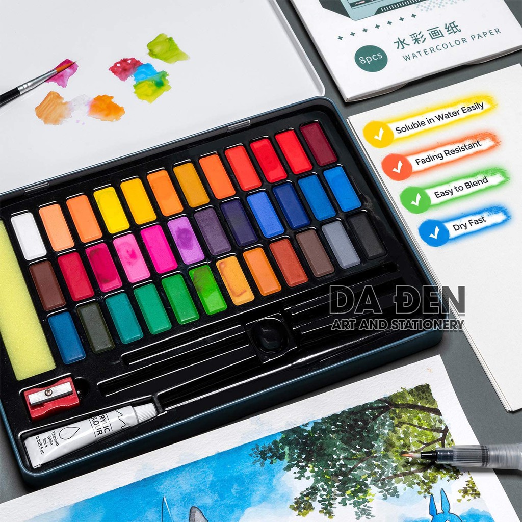 [HCM]Màu Nước Solid Miya Art Hộp Thiếc 36 Màu