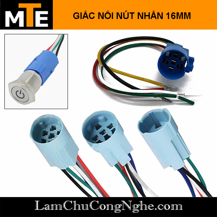 Nút nhấn nhả chống nước có led 16mm 3-6V