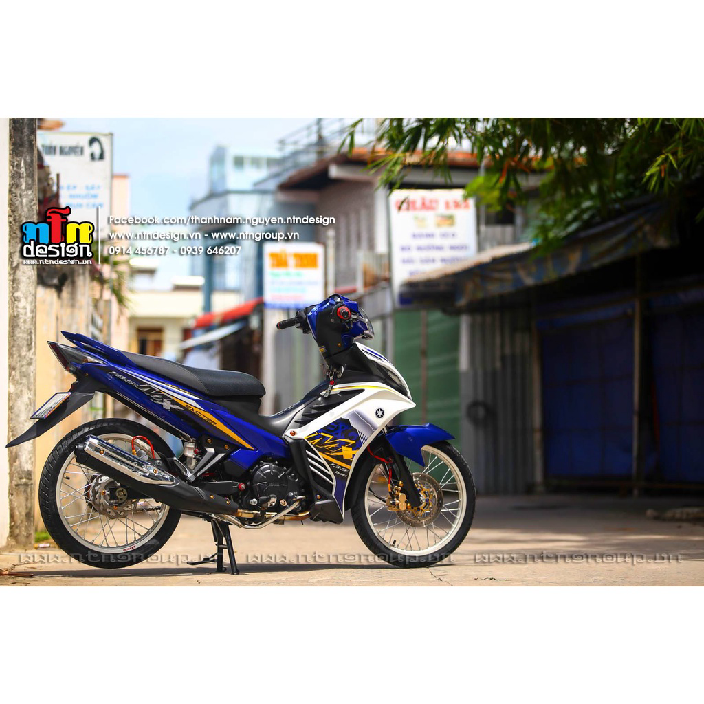 Tem rời dán xe exciter 135 mẫu mx trắng xanh
