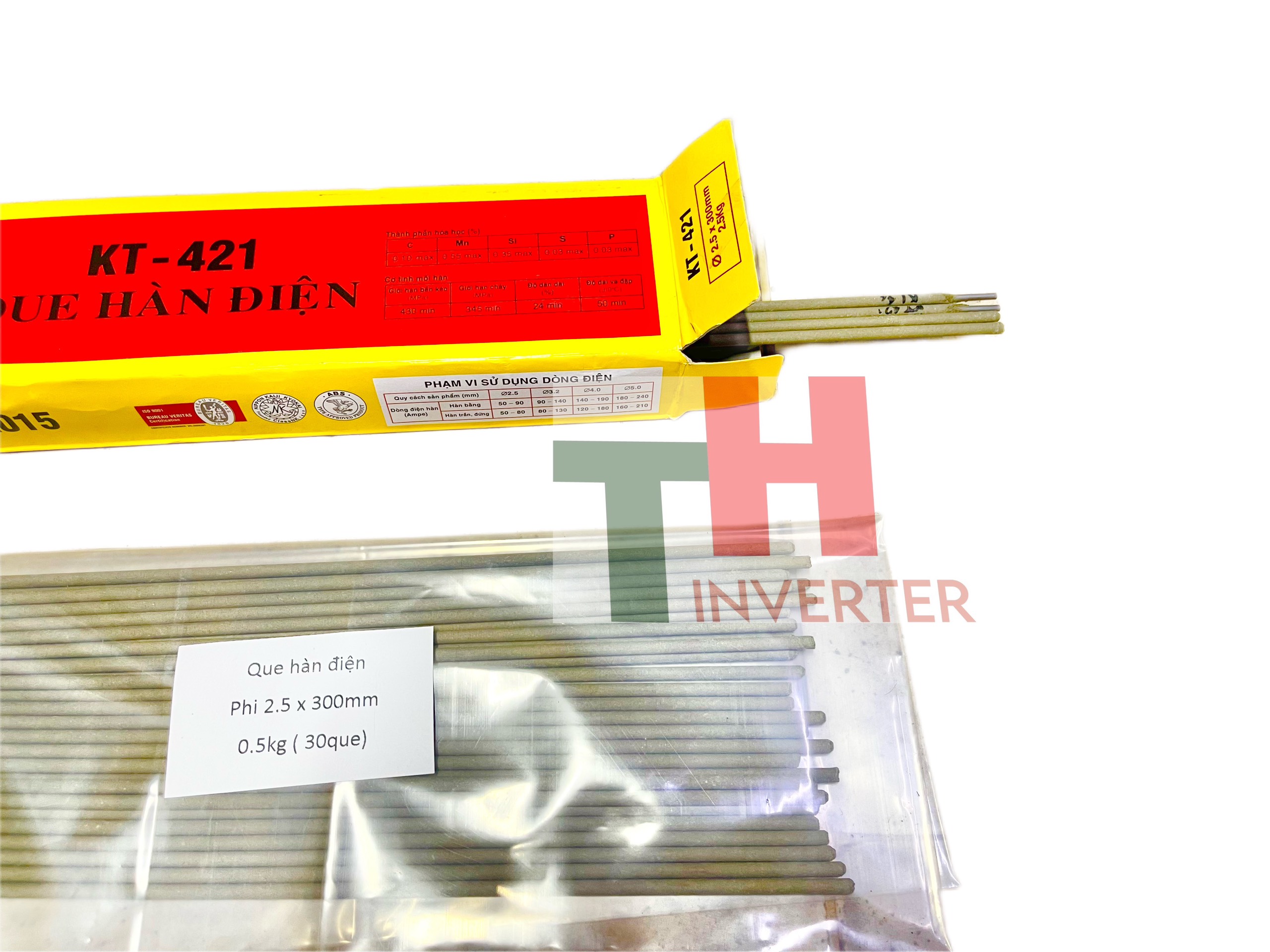 que hàn sắt kim tín 2.5 x 300mm, 0,5kg 30 que hàn