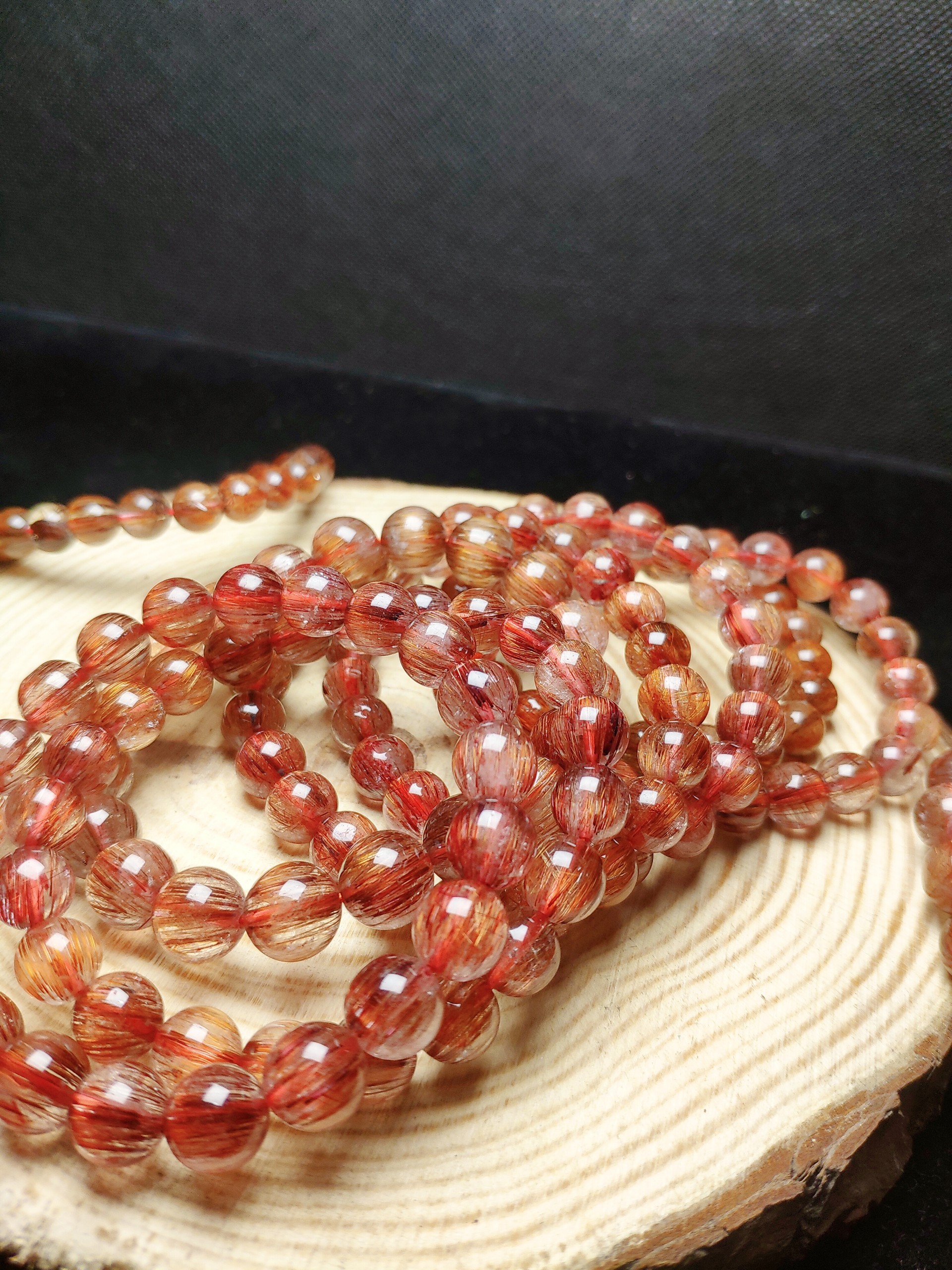 Vòng tay thạch anh tóc đỏ Vip loại I chuẩn tóc đẹp size 9-10 li