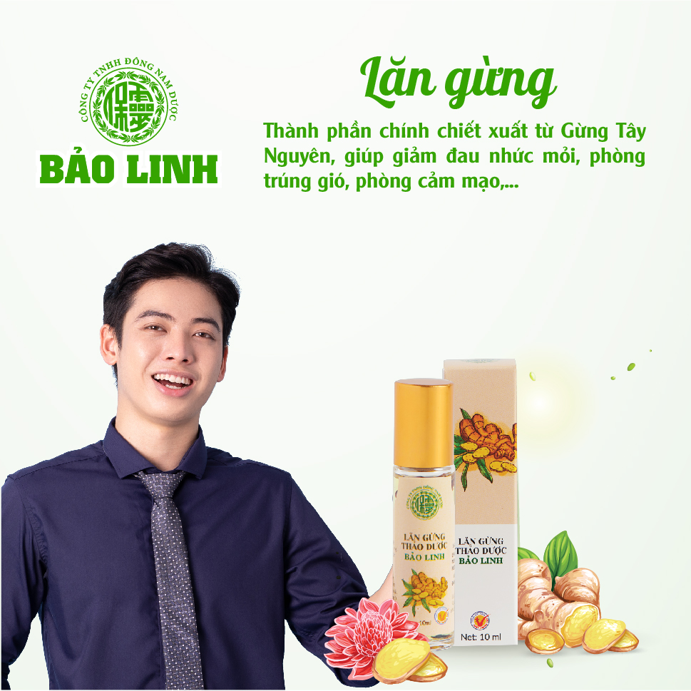 Dầu Gừng Thảo Dược Bảo Linh Dạng Lăn 10ml