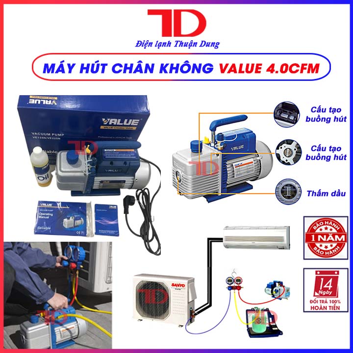Máy hút chân không VALUE 4.0 CFM, dòng VE135 - Điện Lạnh Thuận Dung