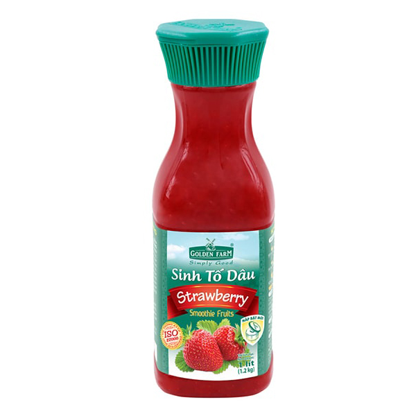 Sinh tố Golden Farm dâu (Strawberry) Chai 1000ml syrup pha chế, trà, trà sữa, si rô