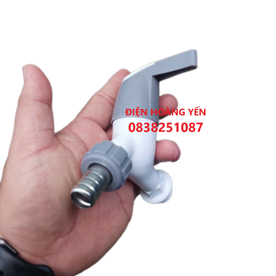 Vòi Nước Nhựa Ren 21 (Phi 21) Xả Thẳng, Tay Gạt PVC