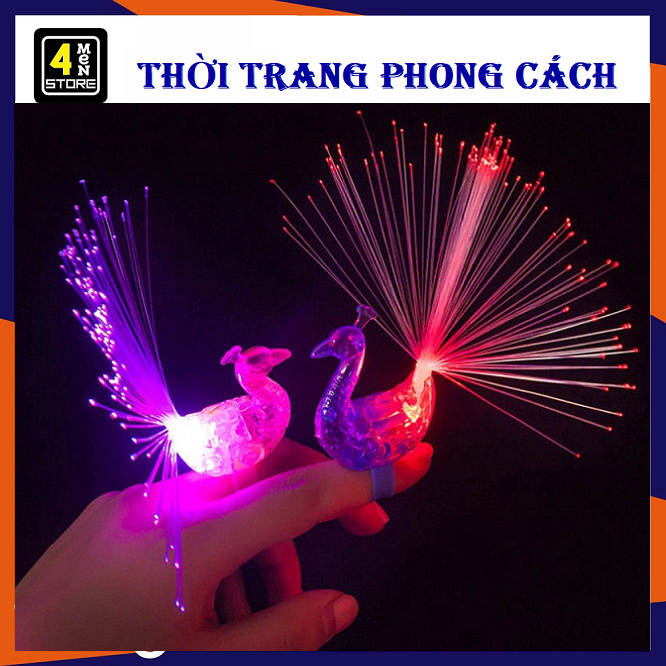 Nhẫn đeo tay hình con công phát sáng nhẫn có đèn Led phát sáng độc đáo hình con công - Đồ chơi trẻ em