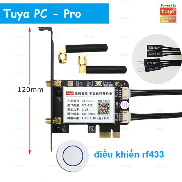 Công Tắc máy tính Wifi+RF433 Thông Minh TUYA