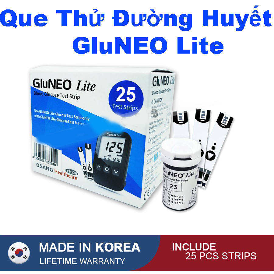 Que Thử Đường Huyết GluNEO Lite ( Hộp 25+ Hộp 50 Que)