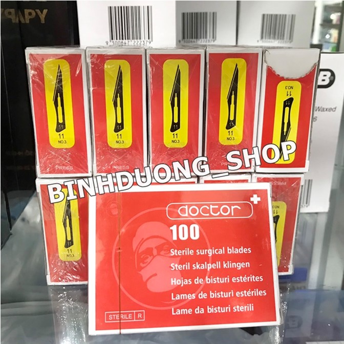 Cán dao mổ số 3 kèm 100 lưỡi dao thích hợp (dao 11)