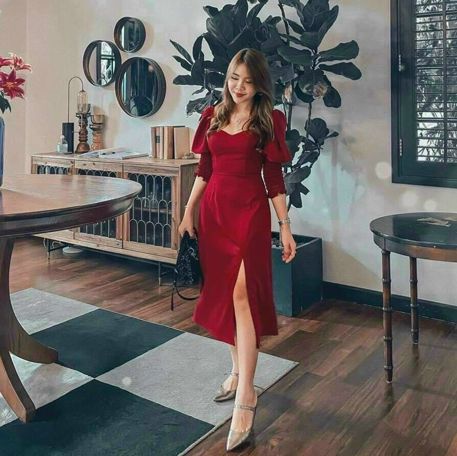Đầm suông cổ v tay bo sang chảnh beyeu1688 - by7027a