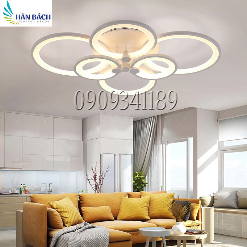 Đèn mâm led ốp trần hiện đại trang trí phòng khách led 3 chế độ màu mo901