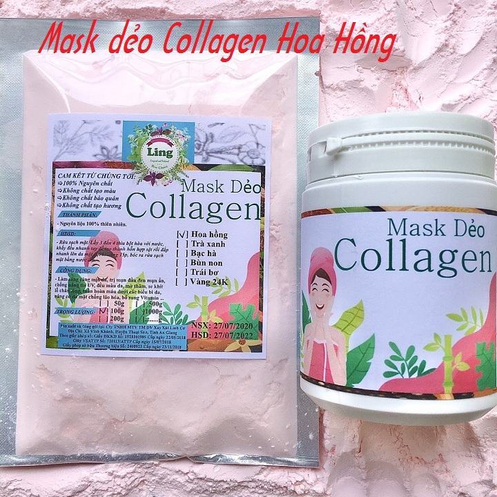 Mask dẻo Collagen Hoa Hồng có giấy VSATTP và ĐKKD nguyên chất thiên nhiên 100% dùng để đắp mặt đa công dụng
