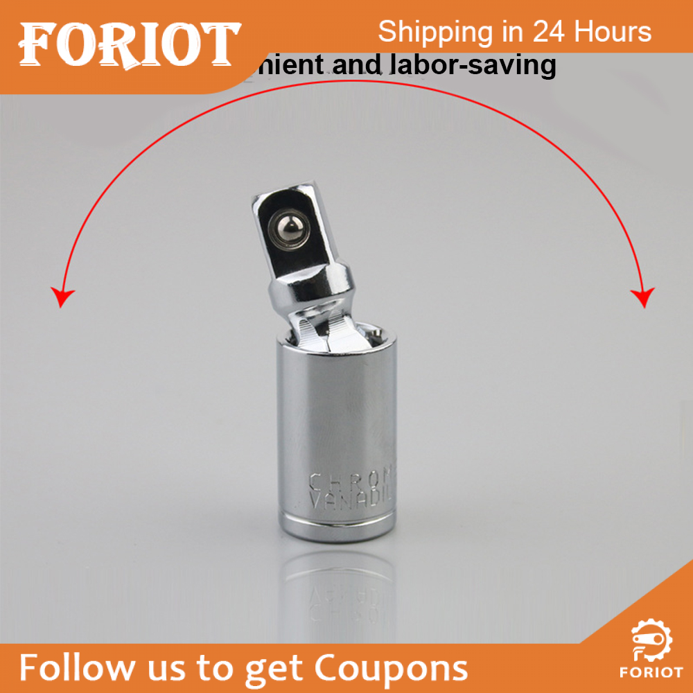 Foriot 1/4" 3/8" 1/2" Universal Joint Set 360 Deg Rotary Head Ratchet Angle Extension Bar Socket Adapter Bendable Adapter Socket Tools