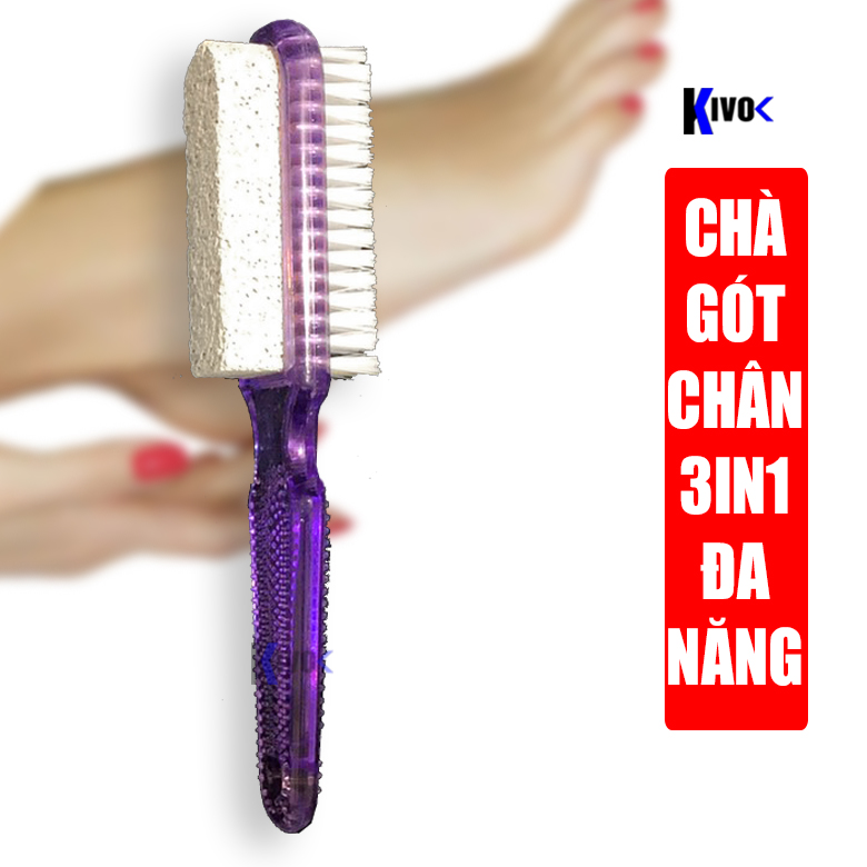 Tree scrub 3 in 1 soft bristle brush + sponge + scrub plastic spikes versatile-tooling scrub multi-purpose, stone grinding heel exfoliating, brush rub feet leather hand-foot-Kivo