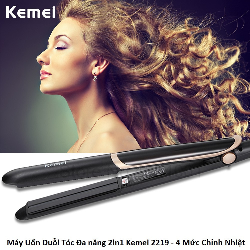 Máy duỗi tóc, uốn tóc đa năng Kemei KM-2219