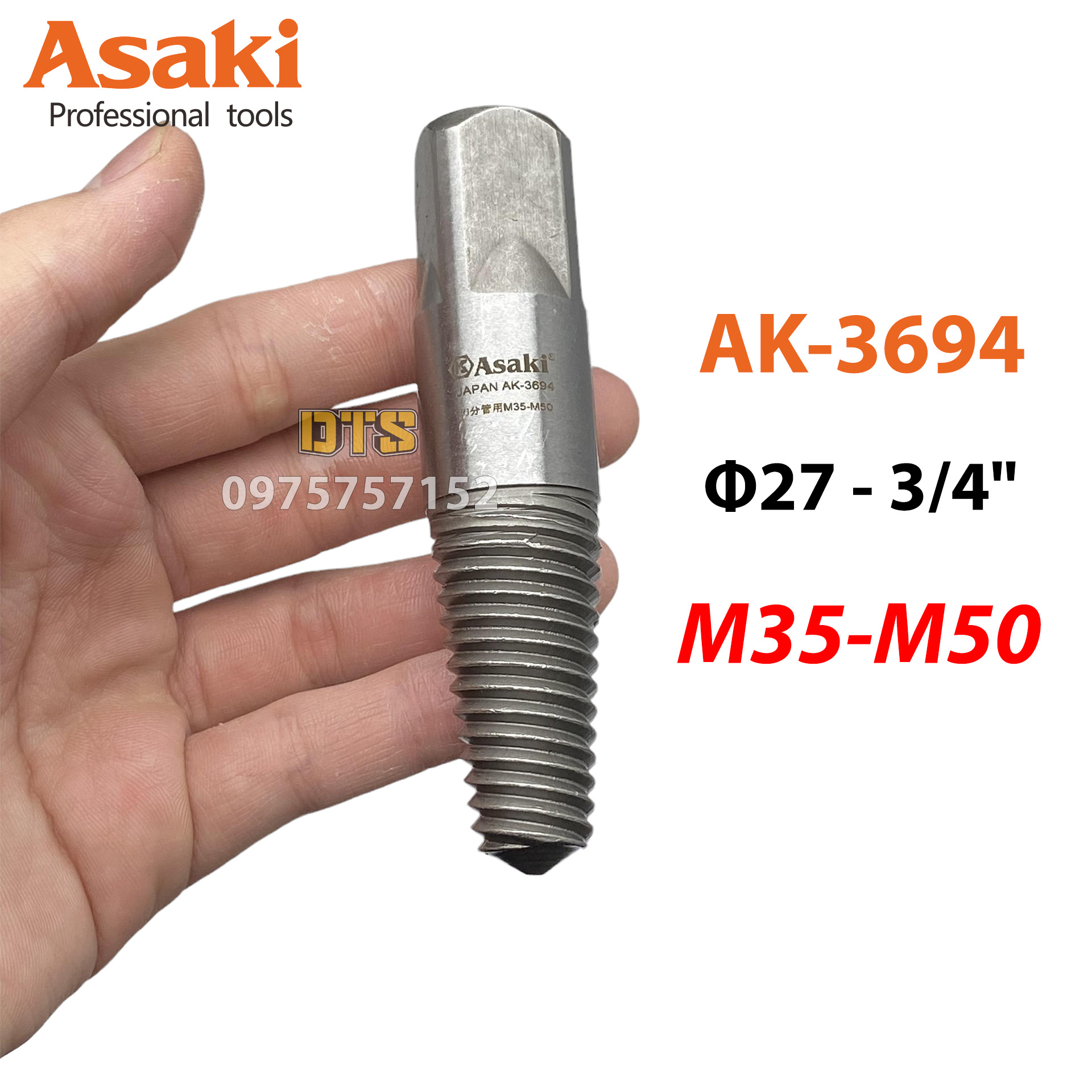 Mũi ren chuyên lấy ốc vít gãy ống nước Asaki AK-3693 AK-3694 AK-3698, Taro ren trái đa năng nhổ ốc gãy toét thép Cr-Mo siêu cứng, siêu bền, bộ mũi vít tháo ốc gãy, bộ tháo bu lông ốc vít trờn ren, bộ nhể ốc gãy