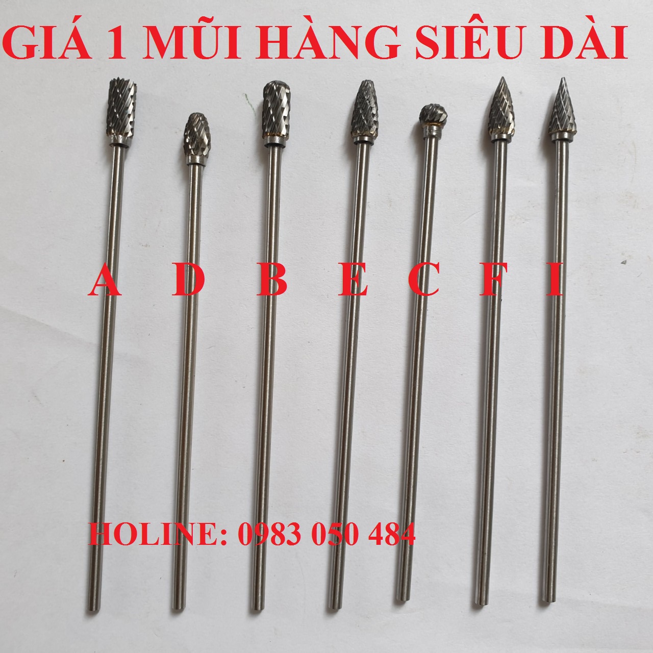 mũi mài dũa hợp kim - mũi mài khắc hợp kim vonfram siều dài cán 3mm đầu 6mm (giá 1 mũi)