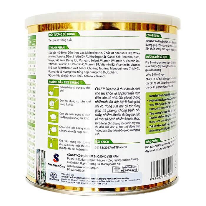 Sữa bột Nutralait Total 700g (cho trẻ 1_6 tuổi)
