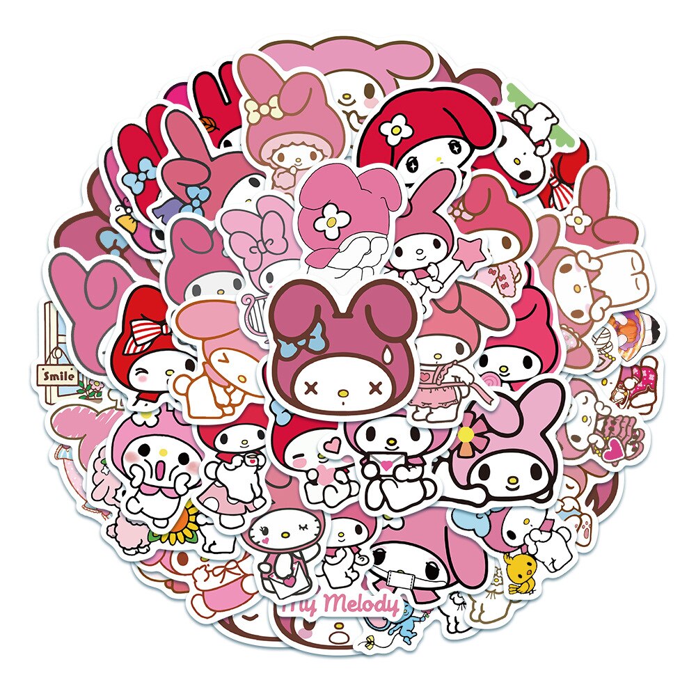 Set 50 sticker hình dán Thỏ Melody chống thấm nước