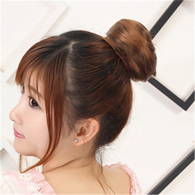 💋Hàng Mới Về 💋 Tóc Giả Nữ Búi Tròn Nhiều Màu