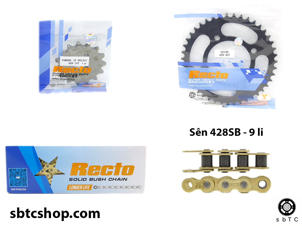 [HCM]NSD Nhông sên dĩa RECTO Suzuki GZ150 chính hãng