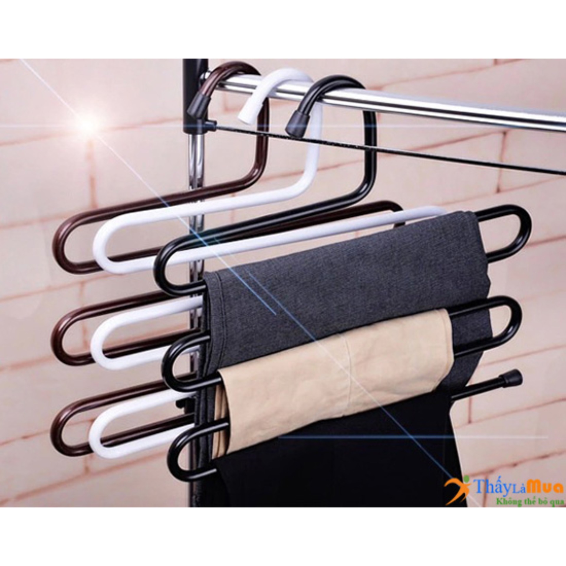 Móc Treo Quần Áo Đa Năng 5 Tầng Kim Loại, Móc Treo Tiện Lợi, Phụ Kiện Cho Gia Đình, Giúp Tiết Kiệm Không Gian Tủ Quần Áo