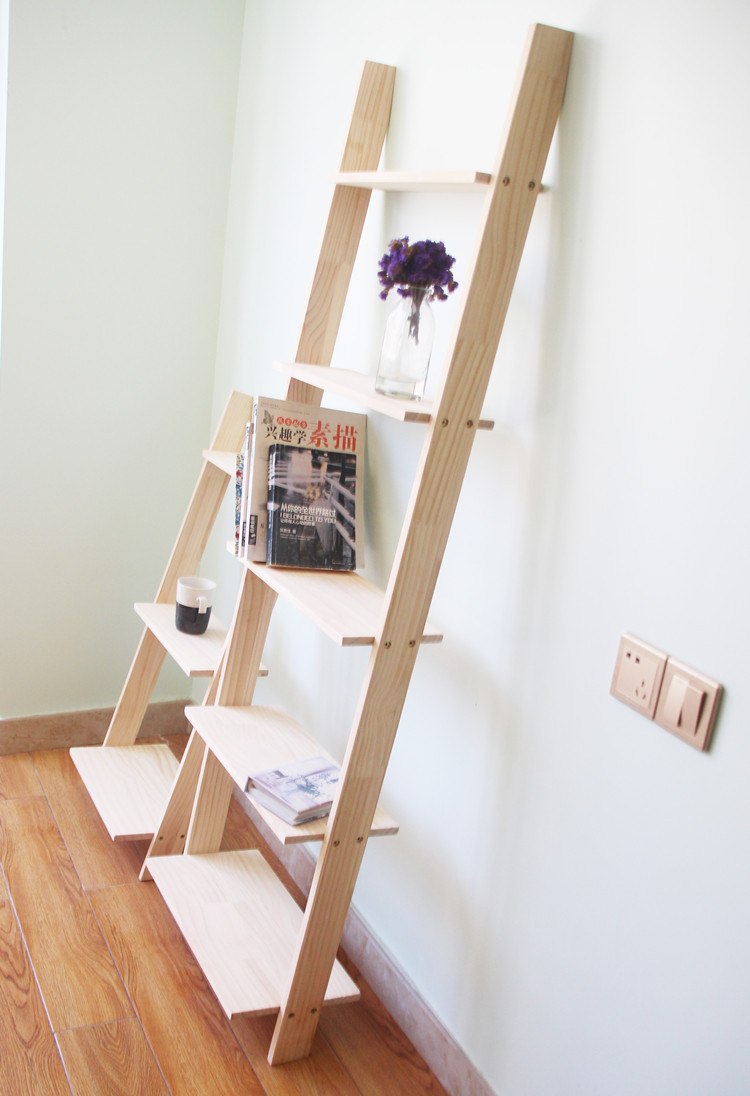Kệ thang Dwood 5 tầng gỗ thông trang trí tiện lợi, kệ gỗ Decor để đồ dựng tường