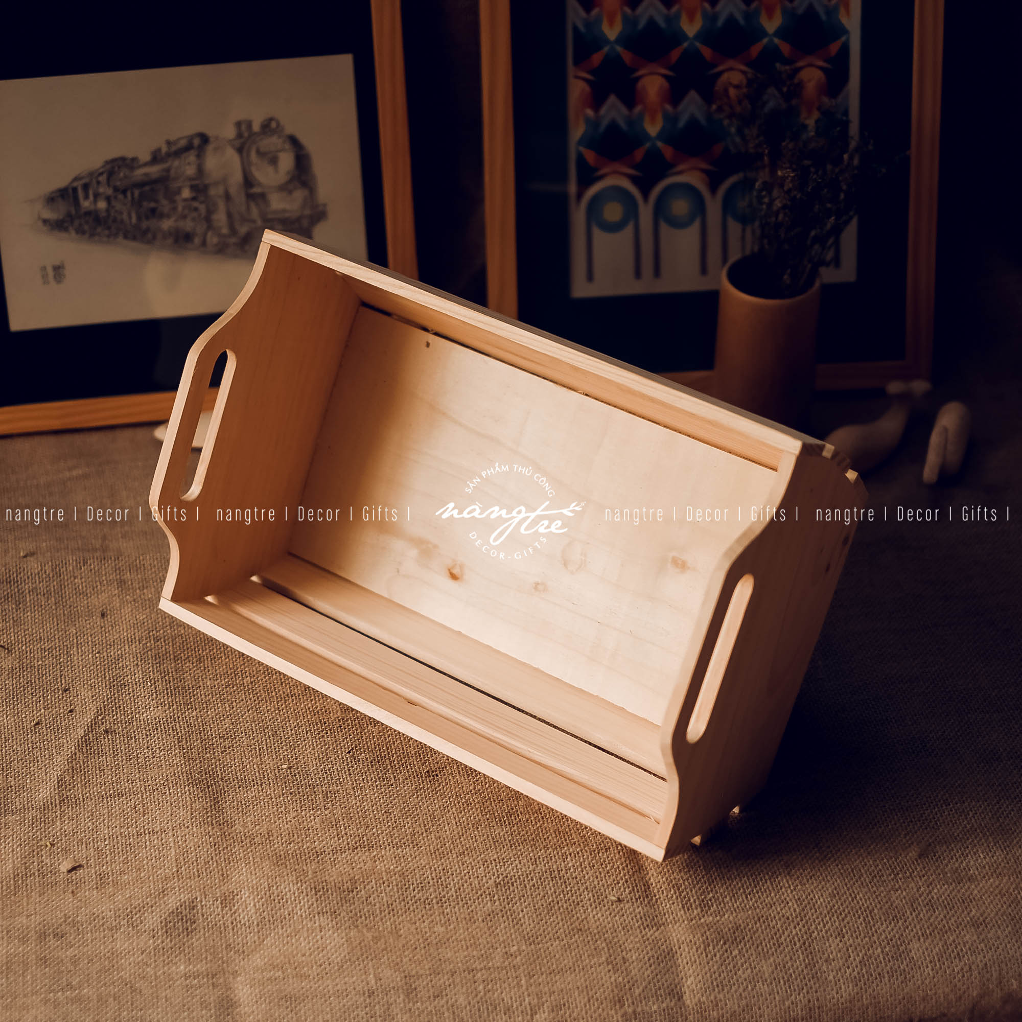 [HCM]Khay gỗ pallet đựng quà/ Khay gỗ trái cây