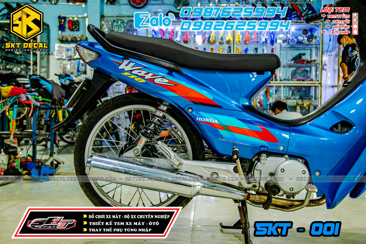 tem rời xe wave xanh đỏ