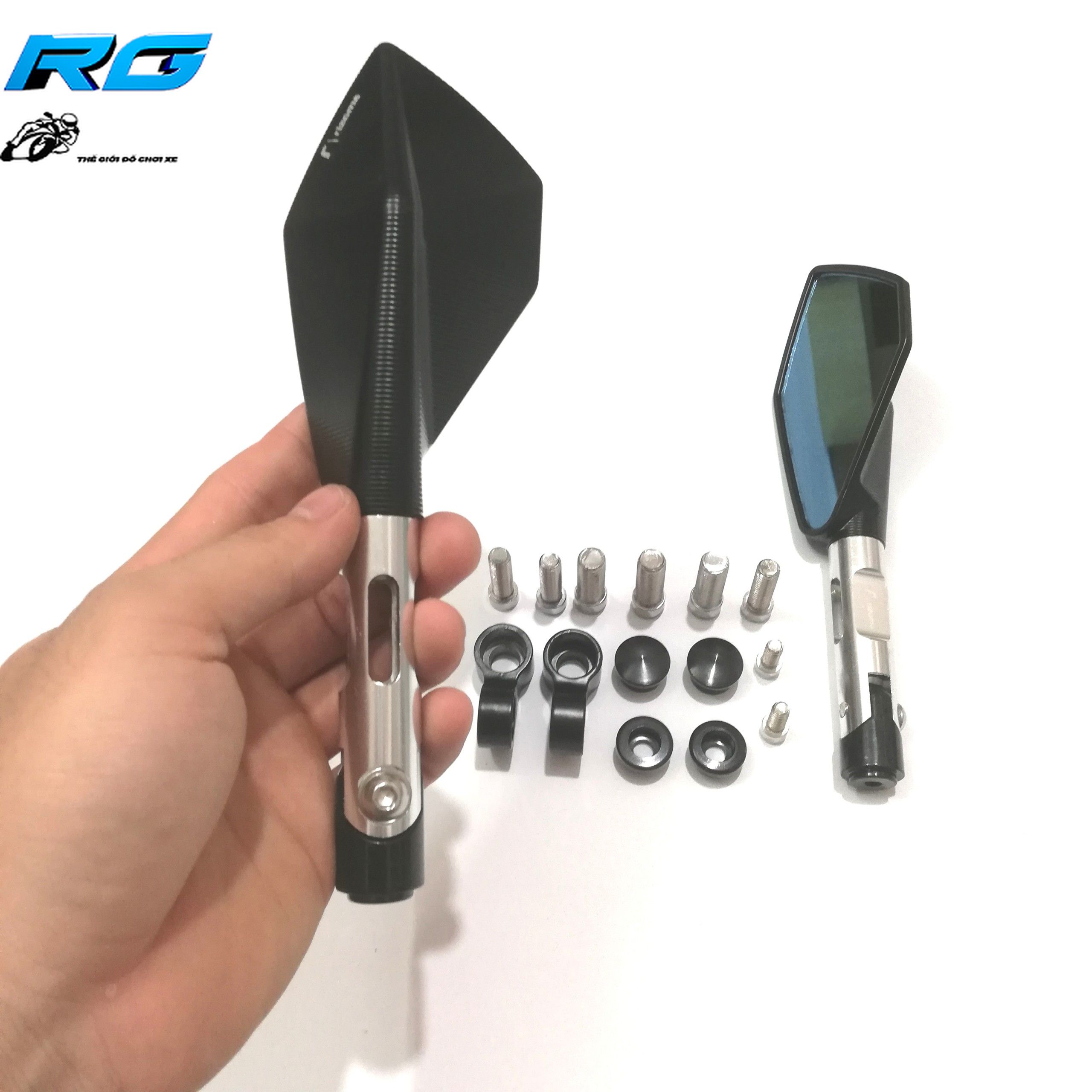 [HCM]Gương Chiếu Hậu Rizoma 5 Cạnh L2 Màu Bạc - 1 Cặp