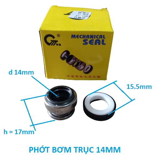 8 phớt bơm nước trục 14mm - phớt hộp vàng bơm nước 301-14