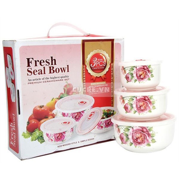 BỘ 3 BÁT SỨ CÓ NẮP