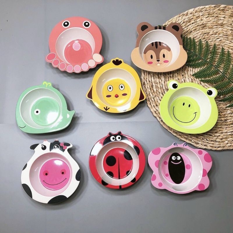 bát ăn dặm hình thú sợi tre cho bé