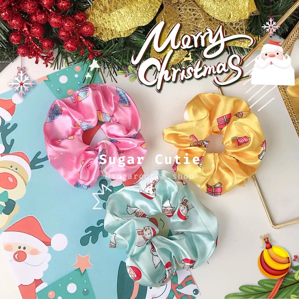 Scrunchies Giáng Sinh cột tóc lễ Noel