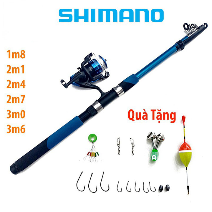 Bộ Cần Câu Máy Shimano Từ 1M8 Đến 3M6, Chất Liệu Cao Cấp, Độ Bền Cao, Dễ Dàng Sử Dụng, có  Tặng bộ Phụ Kiện câu ( Ngu Long )