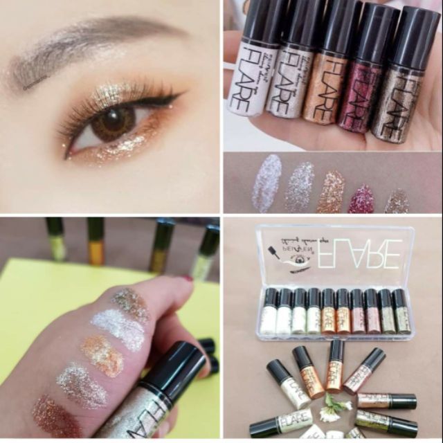 combo nhũ mắt kim tuyến Peiyen Flare 10 cây đẳng cấp