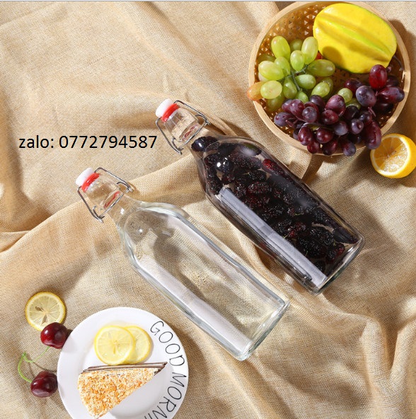 Chai Thủy Tinh Tròn Giara Gọng Sắt   - 500ml - 1000ml