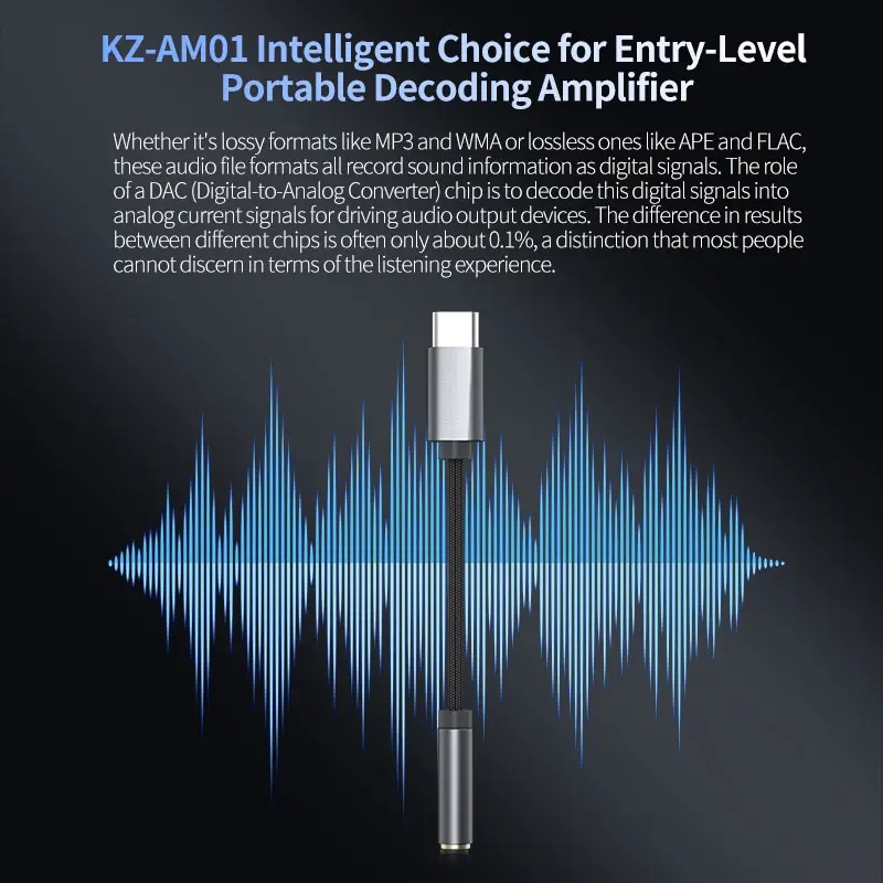 DAC chuyển cổng Type C sang 3.5mm hãng KZ AM01