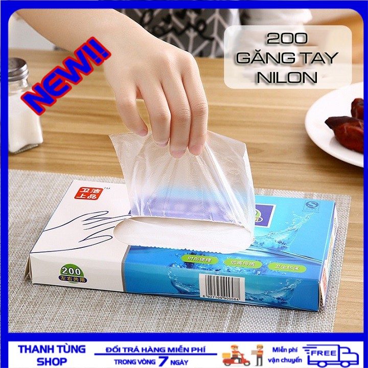 [ BẢO HÀNH 1 ĐỔI 1 ] Hộp 200 Chiếc Găng Tay Nilon Dùng 1 Lần Tiện ích, Hộp Găng Tay Nilon 200 Chiếc Siêu Dai Dùng Một Lần, Túi 200 Găng Tay Bọc Nilon Vệ Sinh An Toàn - Tránh Tiếp Xúc Với Vi Khuẩn