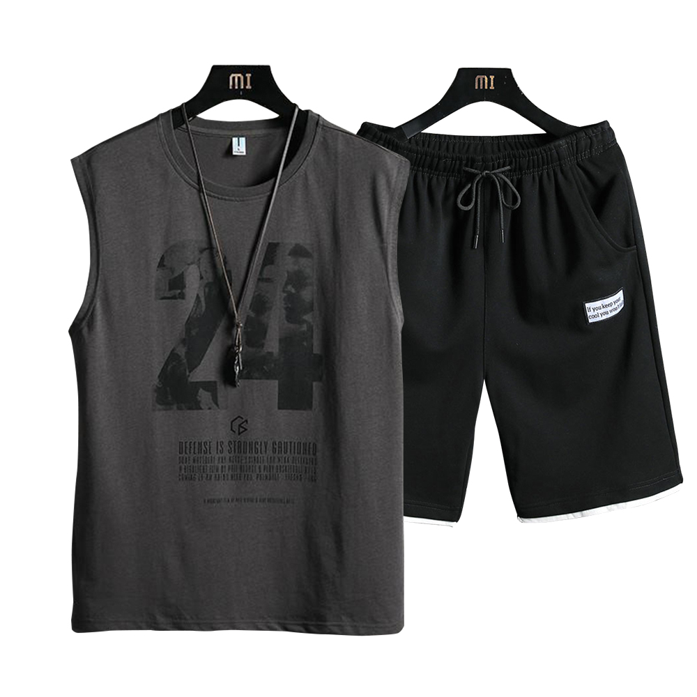 Bộ Quần Áo Thun Nam 24 Áo Thun Ba Lỗ Sát Nách Kết Hợp Quần Shorts Trơn Có Túi Chất Thun Thể Thao Mùa Hè Thời Trang FORYOU SET NAM 90000160C