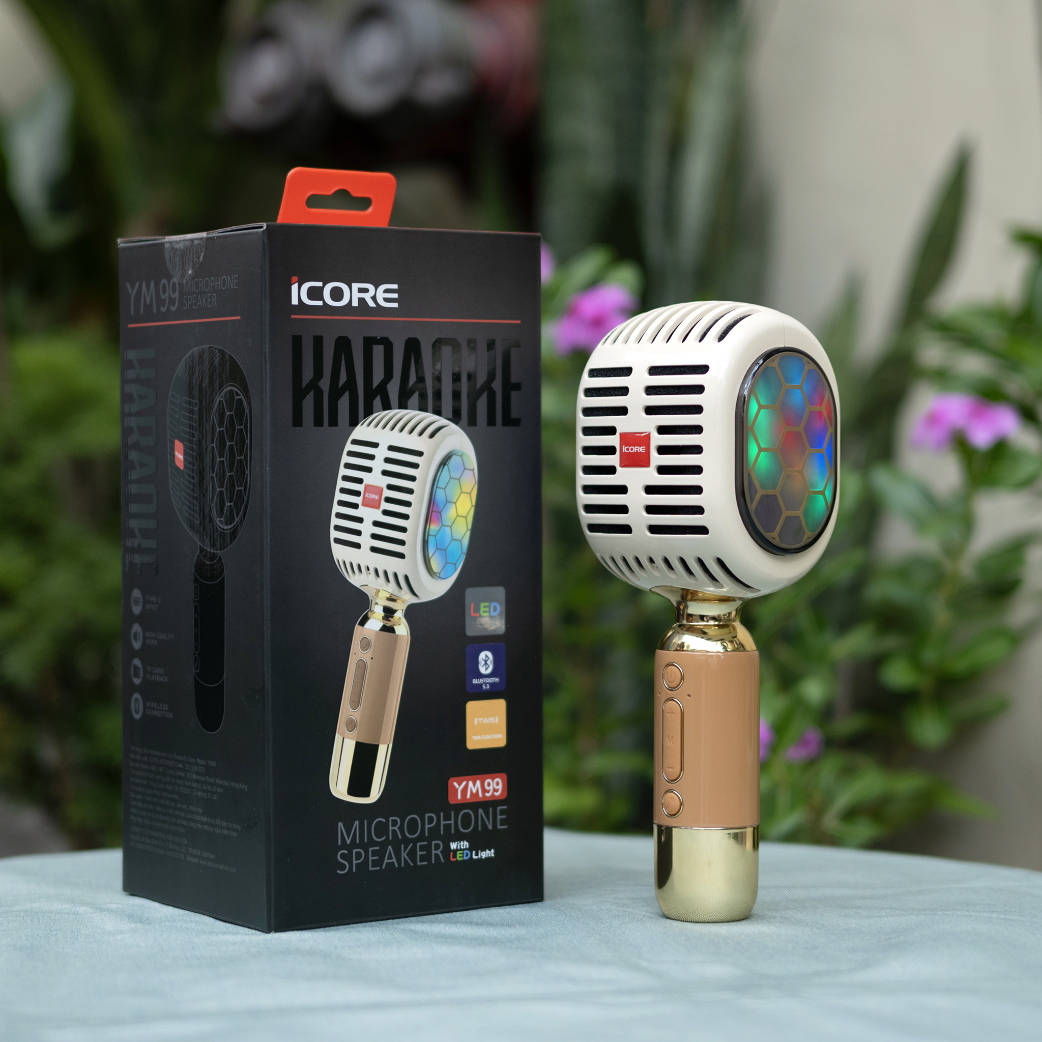 Micro Karaoke kèm loa Bluetooth iCore YM99 - Hàng Chĩnh Hãng