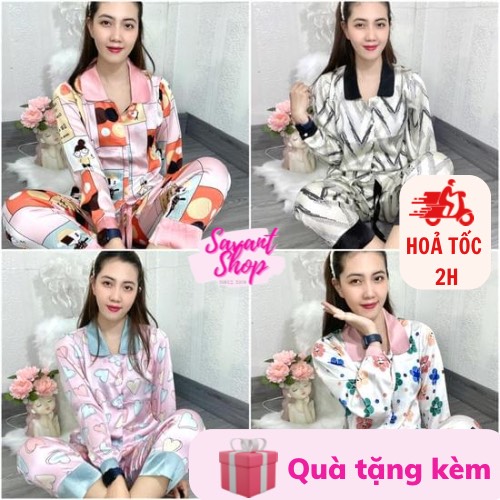 Đồ Bộ Lụa Satin Tay Dài - Pyjama Tay Dài