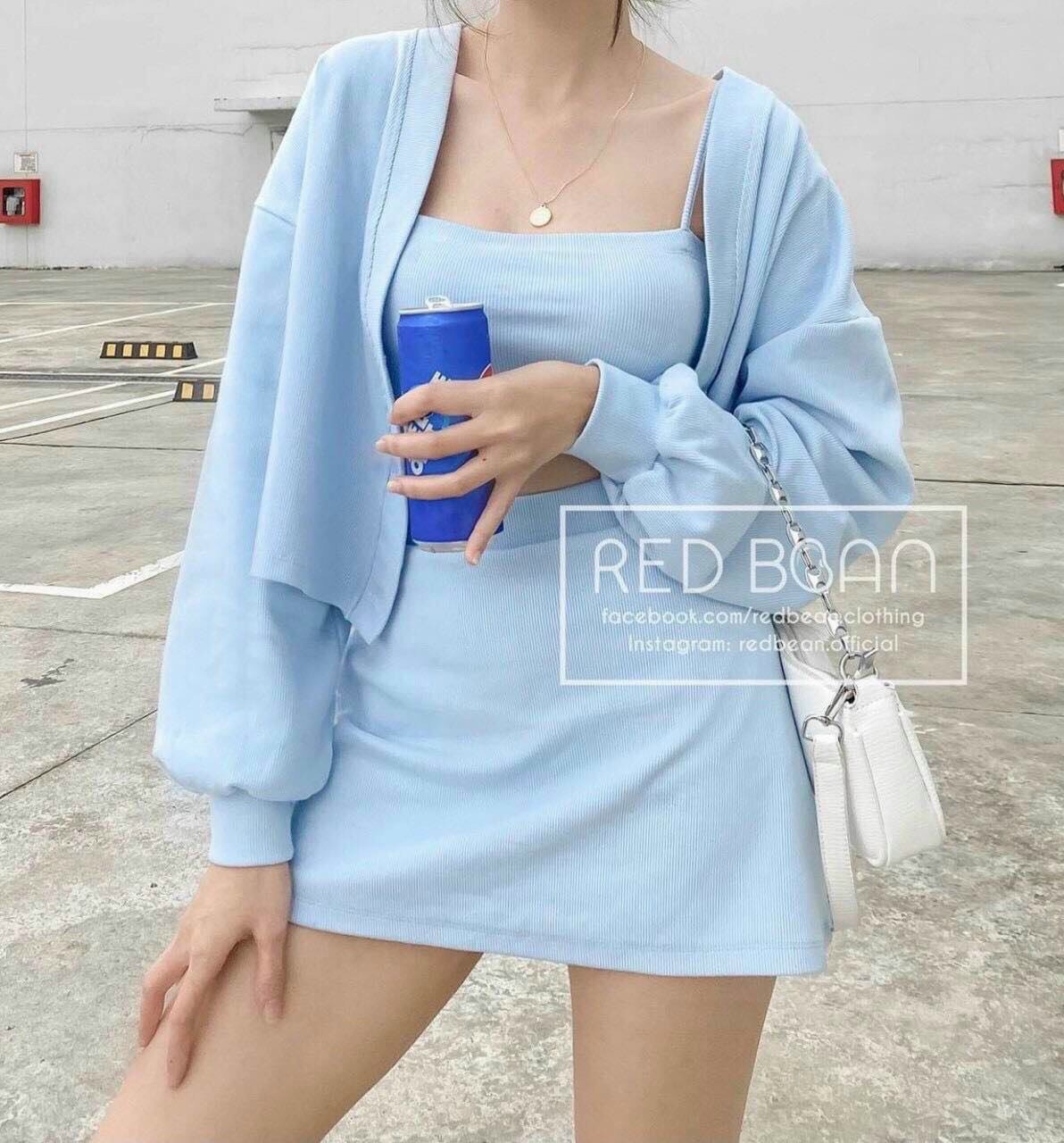 Set 3 món kèm chân váy siêu cute kèm hình thật