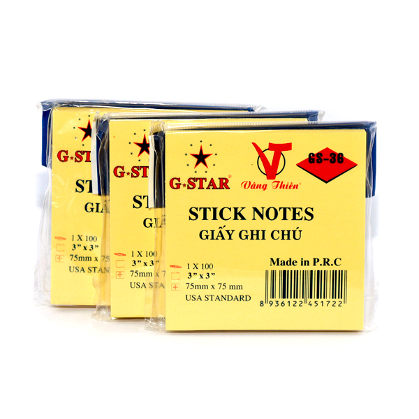 Combo 2 Xấp Giấy note, Giấy Ghi Chú vàng G-Star 3x3