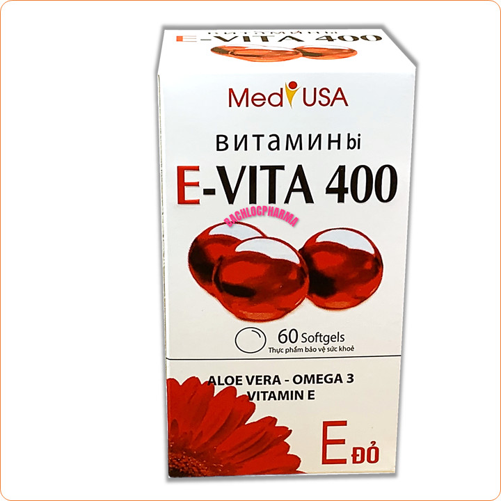 Viên uống đẹp da Evita 400 vitamin E đỏ - Giúp Da Trắng Sáng, Mờ Các Vết Thâm Sẹo, Nám Tàn Nhang-Hộp 60 Viên