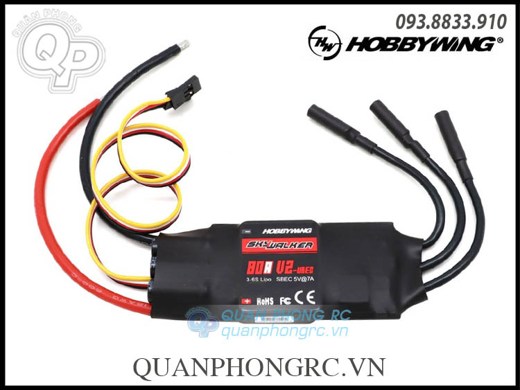 Điều tốc ESC Hobbywing Skywalker 80A V2  UBEC Brushless ESC (3-6S) 80060440